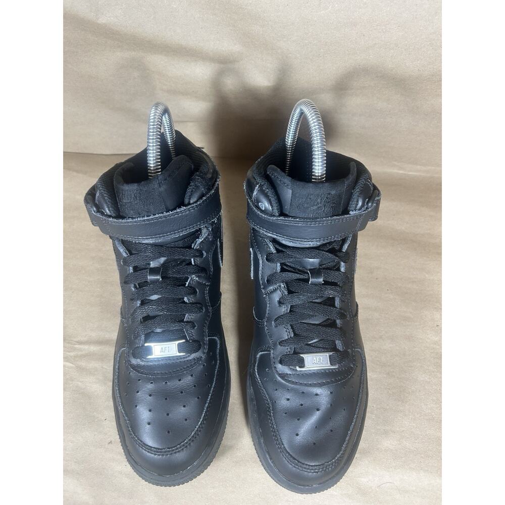 Nike Air Force 1 Mid Black Sneakers, Size 5.5Y / 7W 314195-004 - Picture 4 of 11